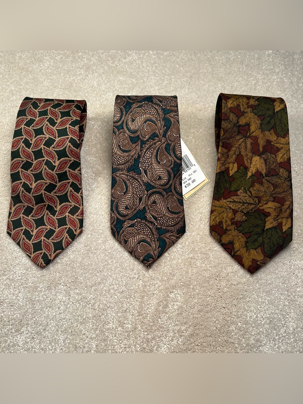 Silk Neck Ties Bert Pulitzer 3 Ties Lot Vintage Ancient Madder Paisley Leaf